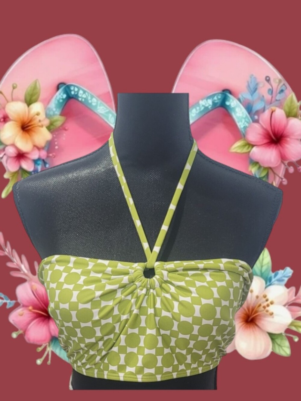 Albion Fit Echo Ladie's "Mod Lime" Bikini Swim Top